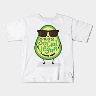 100% Social Vegam. I Avoid Meet. Kids T-Shirt